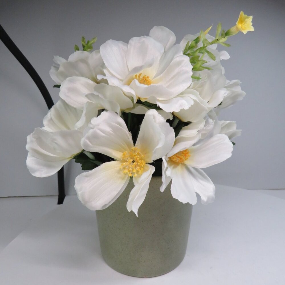 Gray Green Ceramic Pot with Christmas roses/ Lenten roses St Patrick's